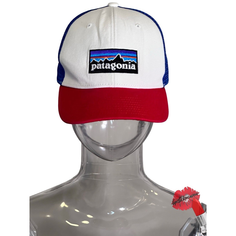 Patagonia Trucker Hat White Blue Red‎ Adjustable Outdoor Hiking Sports